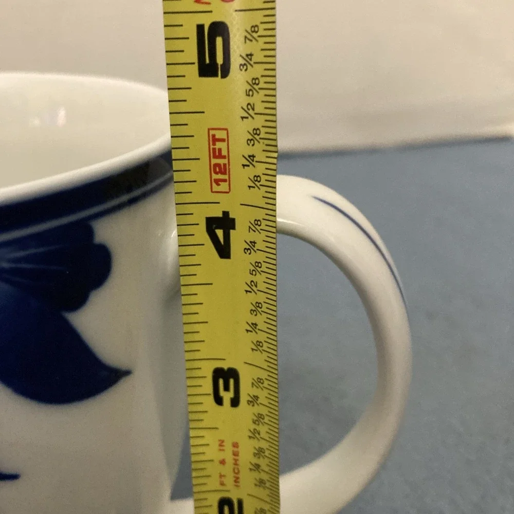 Pier 1 Ming Blue & White Floral Porcelain Coffee Mug